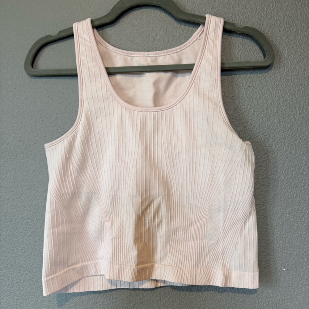 Lululemon Athletica Light Pink Ebb to Street Cropped Ribbed Tank Top